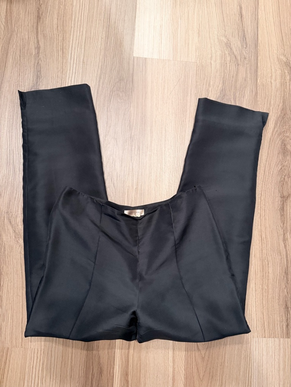 100% silk Black mid waist pencil Leg Pants